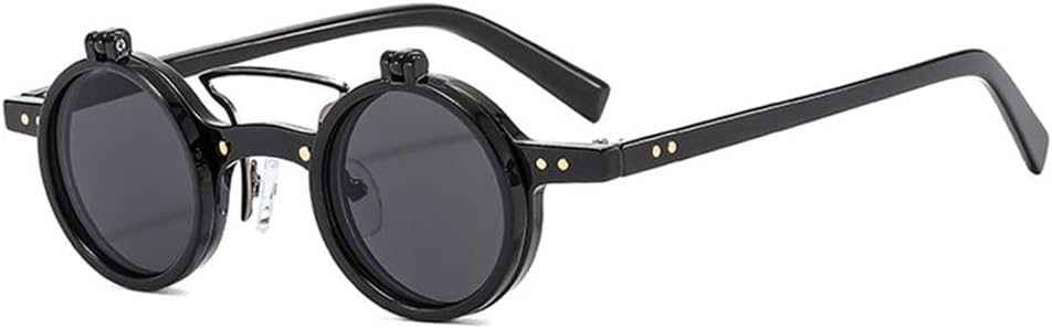 

Женские солнцезащитные очки в стиле панк с двойными перемычками, защита от УФ-излучения UV400, мужские очки с заклепками, для занятий спортом на открытом воздухе, бега и езды generic, Black Grey