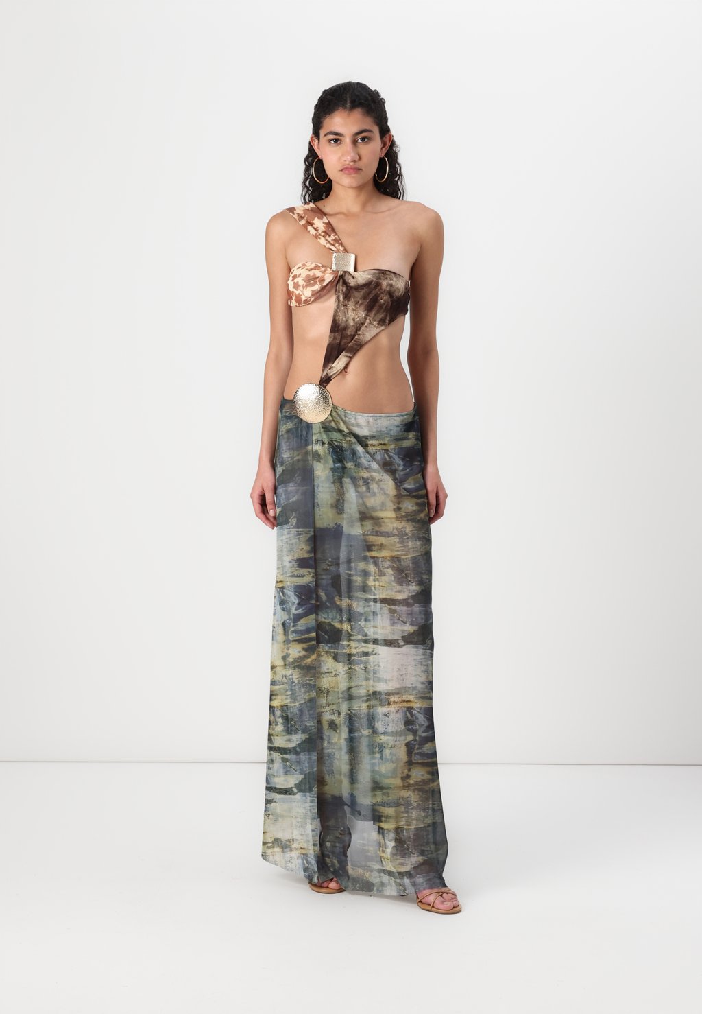 

Платье ONE SHOULDER DRAPED MAXI DRESS Jaded London, мультиколор