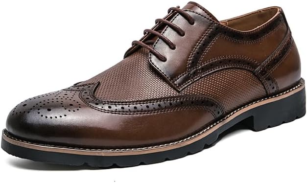 

Мужские туфли-оксфорды с перфорацией ручной работы, коричневые кожаные броги, классические деловые туфли для мужчин Senlongbao