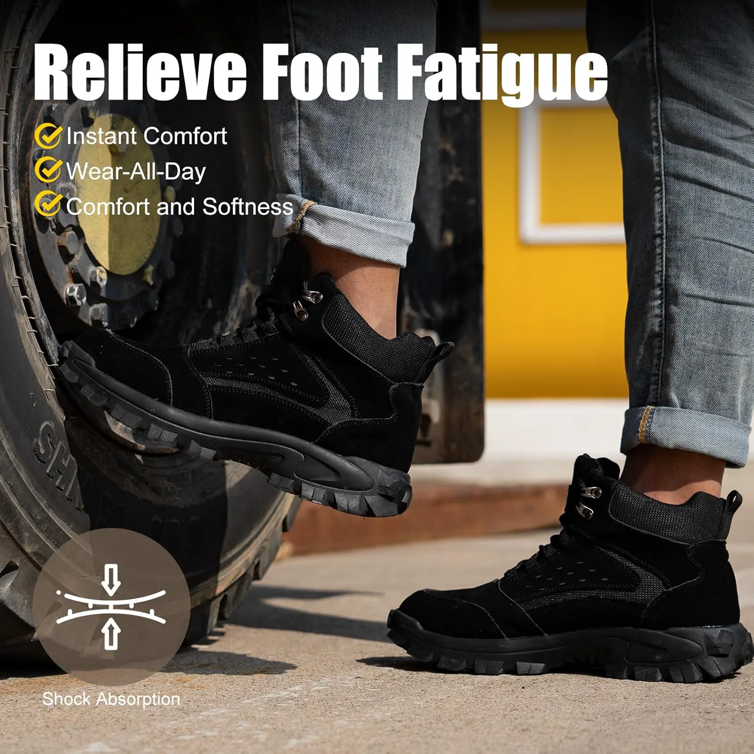 

Стальные ботинки с защитным носком для мужчин и женщин, удобные, легкие рабочие ботинки для мужчин, промышленные строительные ботинки, противоскользящая рабочая обувь ZBVB, черный