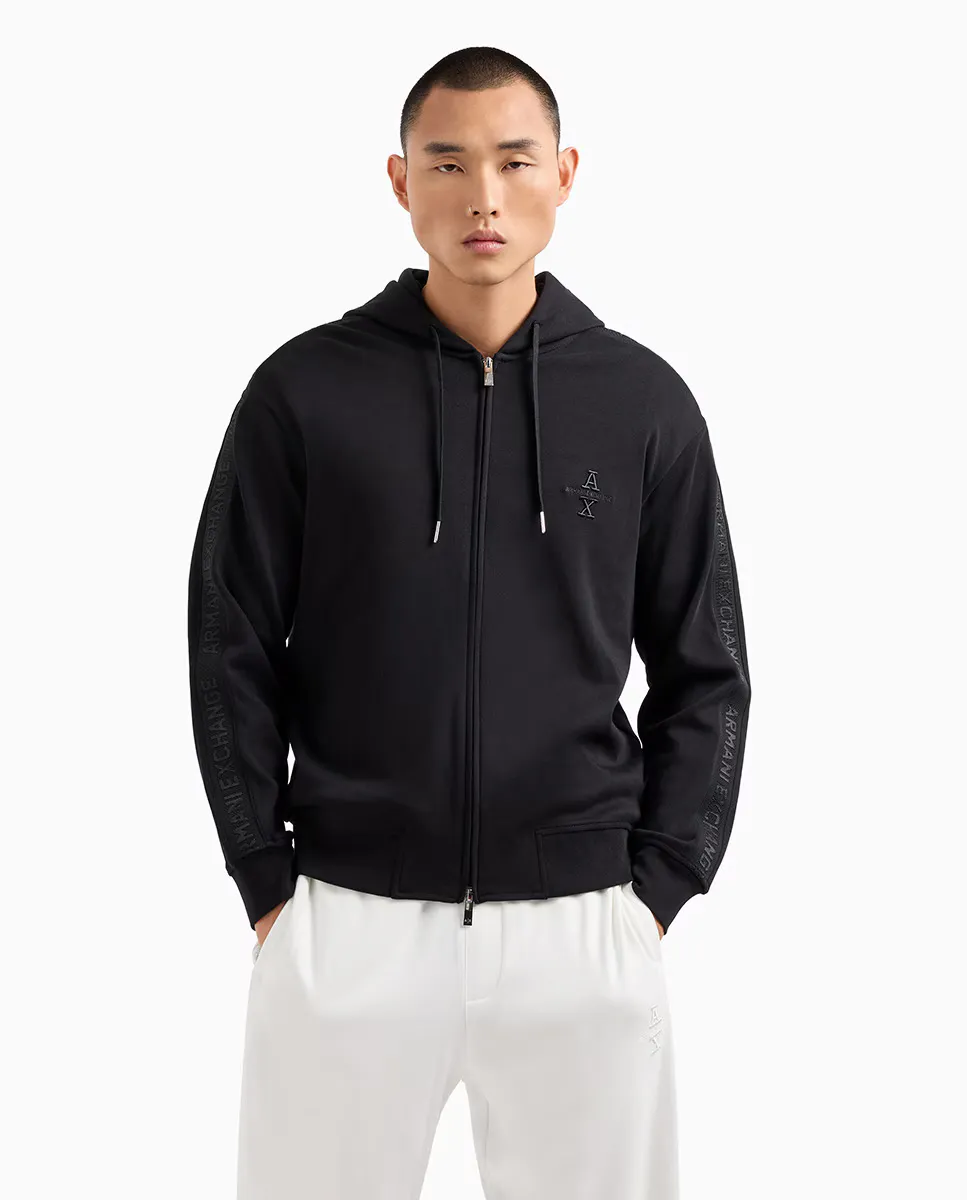 

Мужская толстовка на молнии и логотипной ленте Armani Exchange, черный