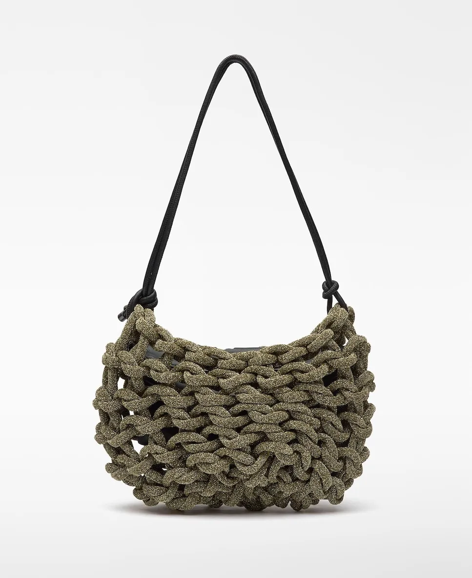 

Женская коктейльная сумочка с плетеными трубчатыми ручками Adolfo Dominguez, светло-зеленый