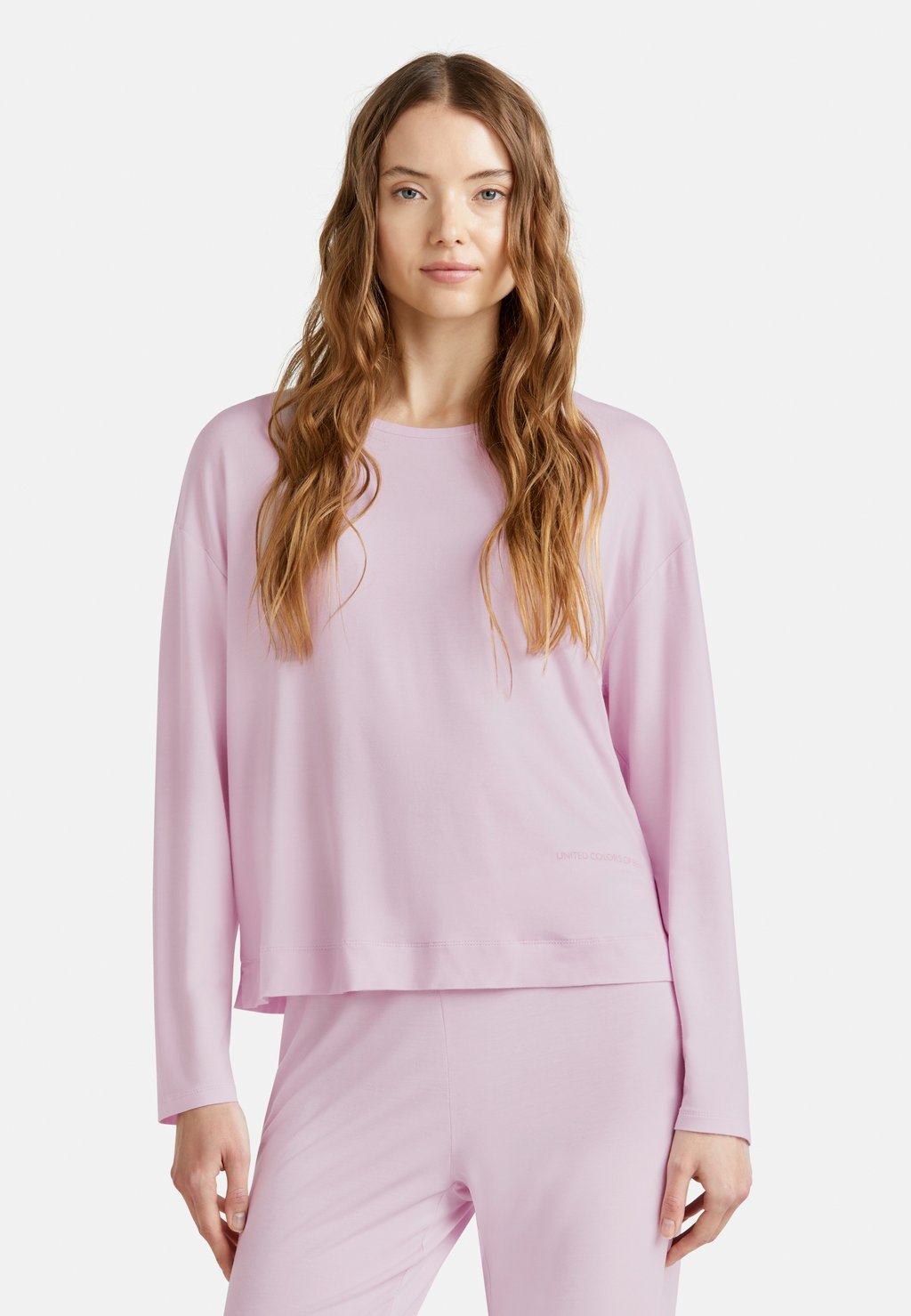 

Топ с длинными рукавами United Colors of Benetton, розовый