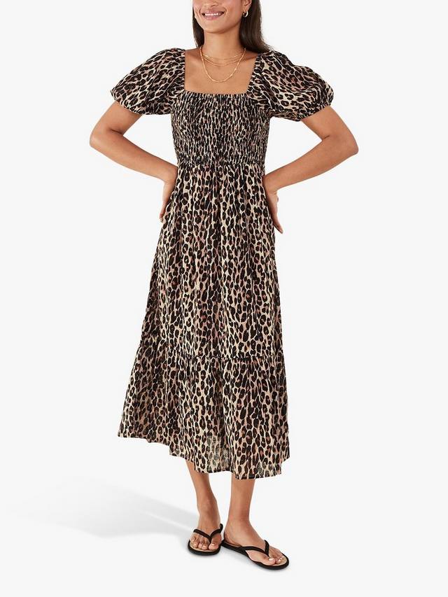 

Платье с пышными рукавами и леопардовым принтом Accessorize, цвет Mid Brown