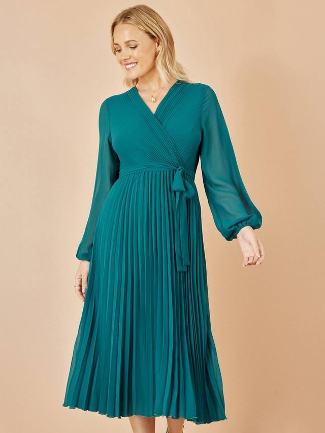 

Плиссированное платье-миди с запахом Yumi, Teal