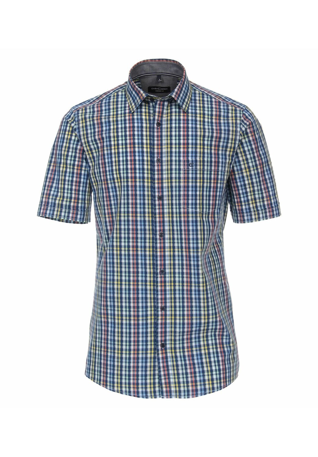 

Мужская повседневная рубашка в клетку с короткими рукавами, удобная посадка CASAMODA, цвет Mittelblau