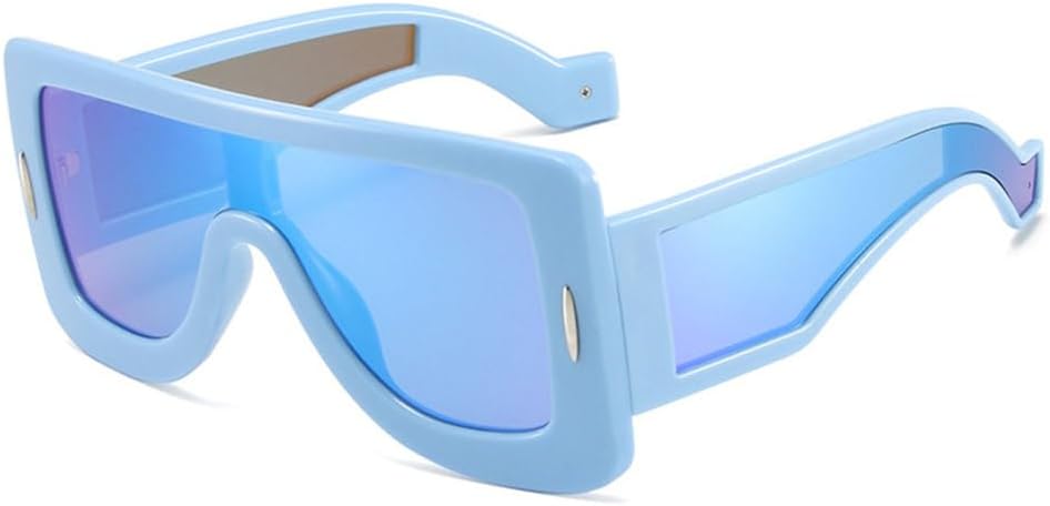 

Модные большие цельные солнцезащитные очки для мужчин, цветные зеркальные очки-маски UV400, женские роскошные солнцезащитные очки с заклепками LVTFCO, Blue Blue Mirror