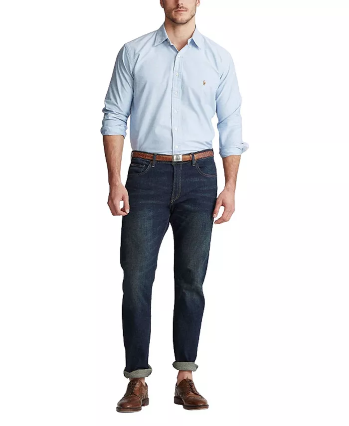 Мужская классическая оксфордская рубашка с длинным рукавом Big & Tall Polo Ralph Lauren, синий — фото 3