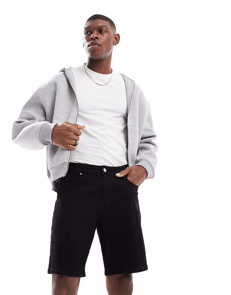 

Узкие джинсовые шорты стандартной длины ASOS DESIGN черного цвета