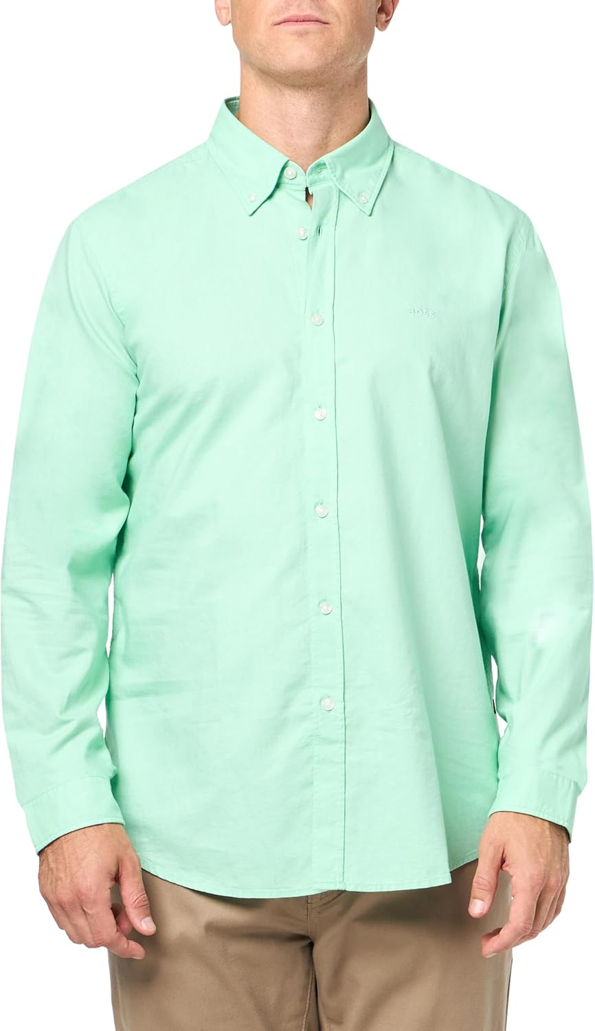 

BOSS Мужская рубашка Rickert с длинным рукавом Oxford, Green Bouquet