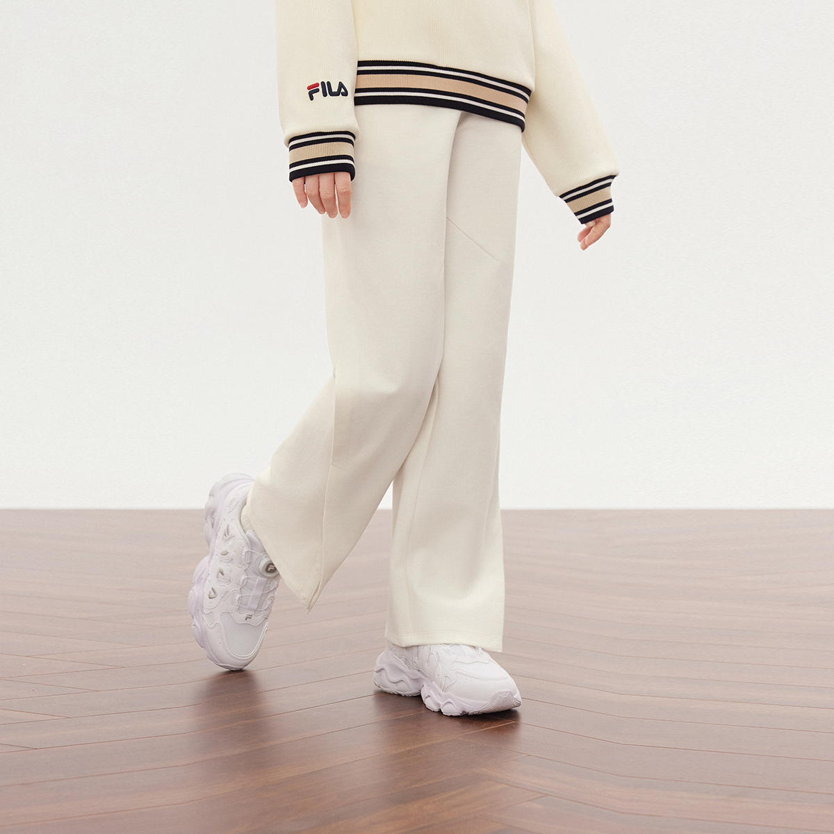 FILA KIDS Детские вязаные брюки Feile Vintage White для подростков — фото 3