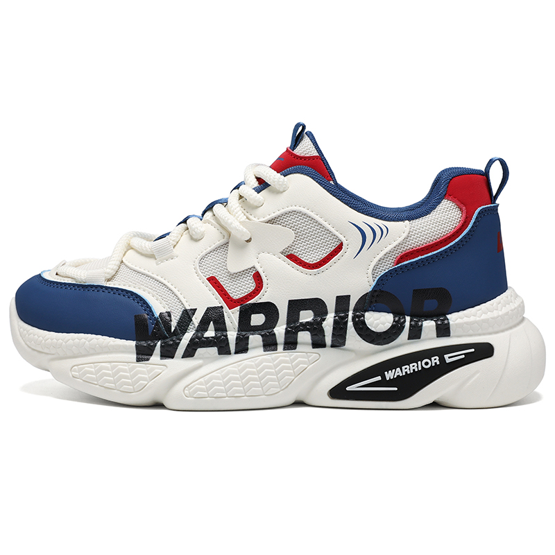 

Износостойкие дышащие низкие кроссовки для увеличения роста, мужские WARRIOR, Light Beige Blue Red