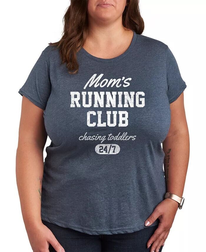 

Футболка большого размера с рисунком Moms Running Club Hybrid Apparel, синий