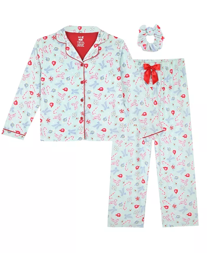 

Маленькие и большие девочки пижамный комплект из 3 предметов: куртка, штаны и сканчи Max & Olivia