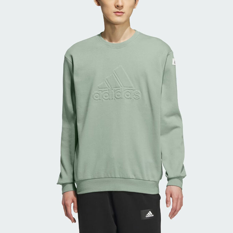 Толстовка Lounge мужская пыльно-зеленая Adidas, зеленый — фото 2