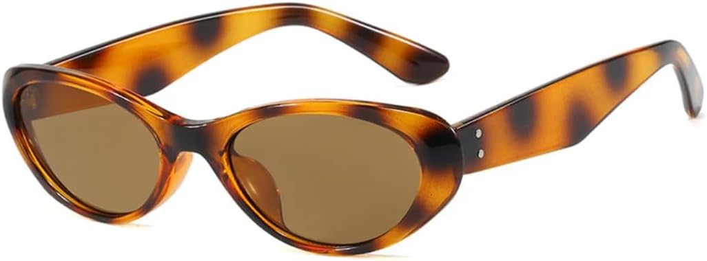 

Солнцезащитные очки с защитой UV400 | Маленькая овальная оправа «кошачий глаз» | Для женщин и мужчин | Для занятий спортом на открытом воздухе и вождения DSVIGF, Leopard Tea