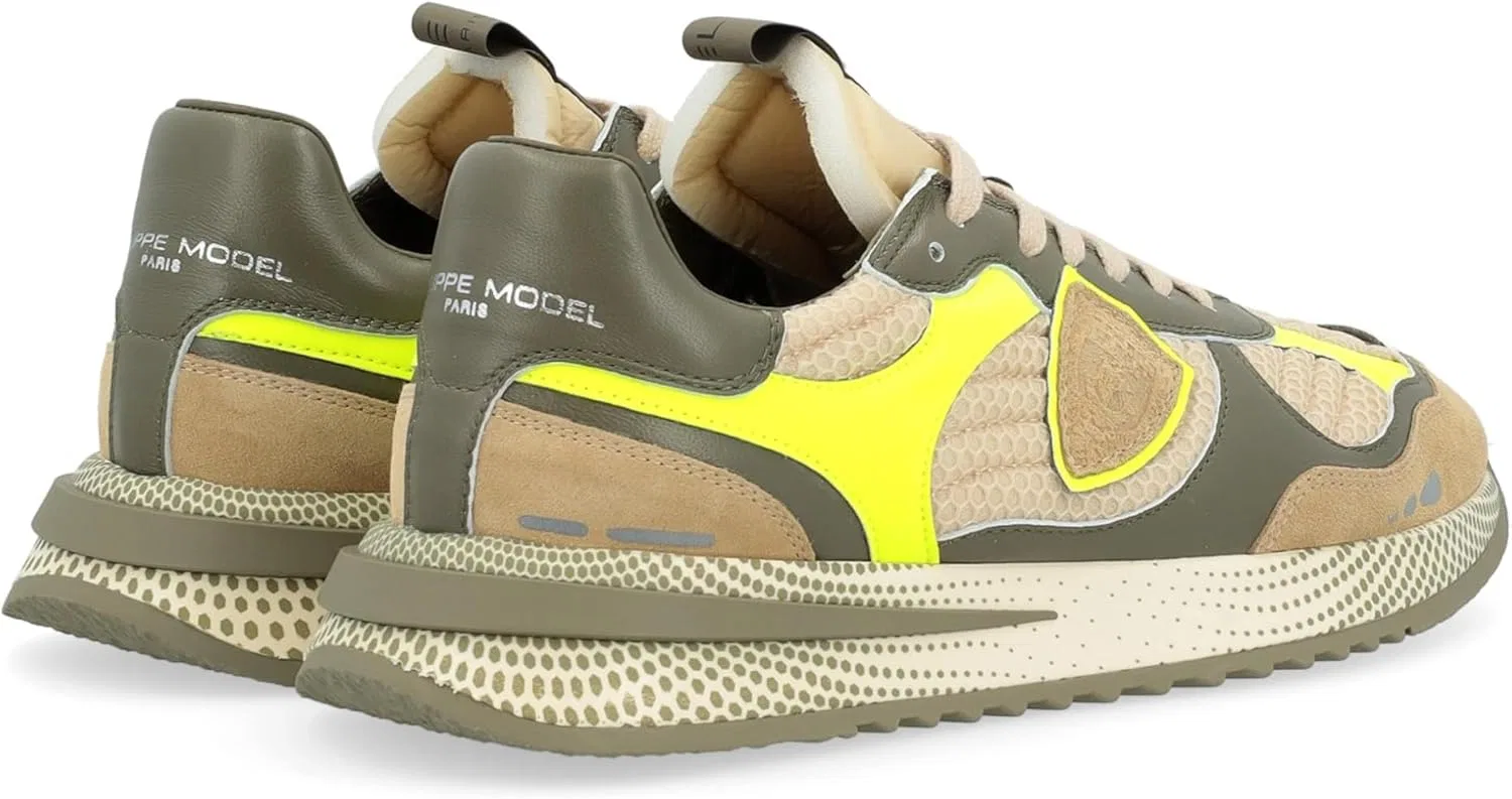 Кроссовки PHILIPPE MODEL Olympique из сетки и кожи - цвет «хаки» — фото 3