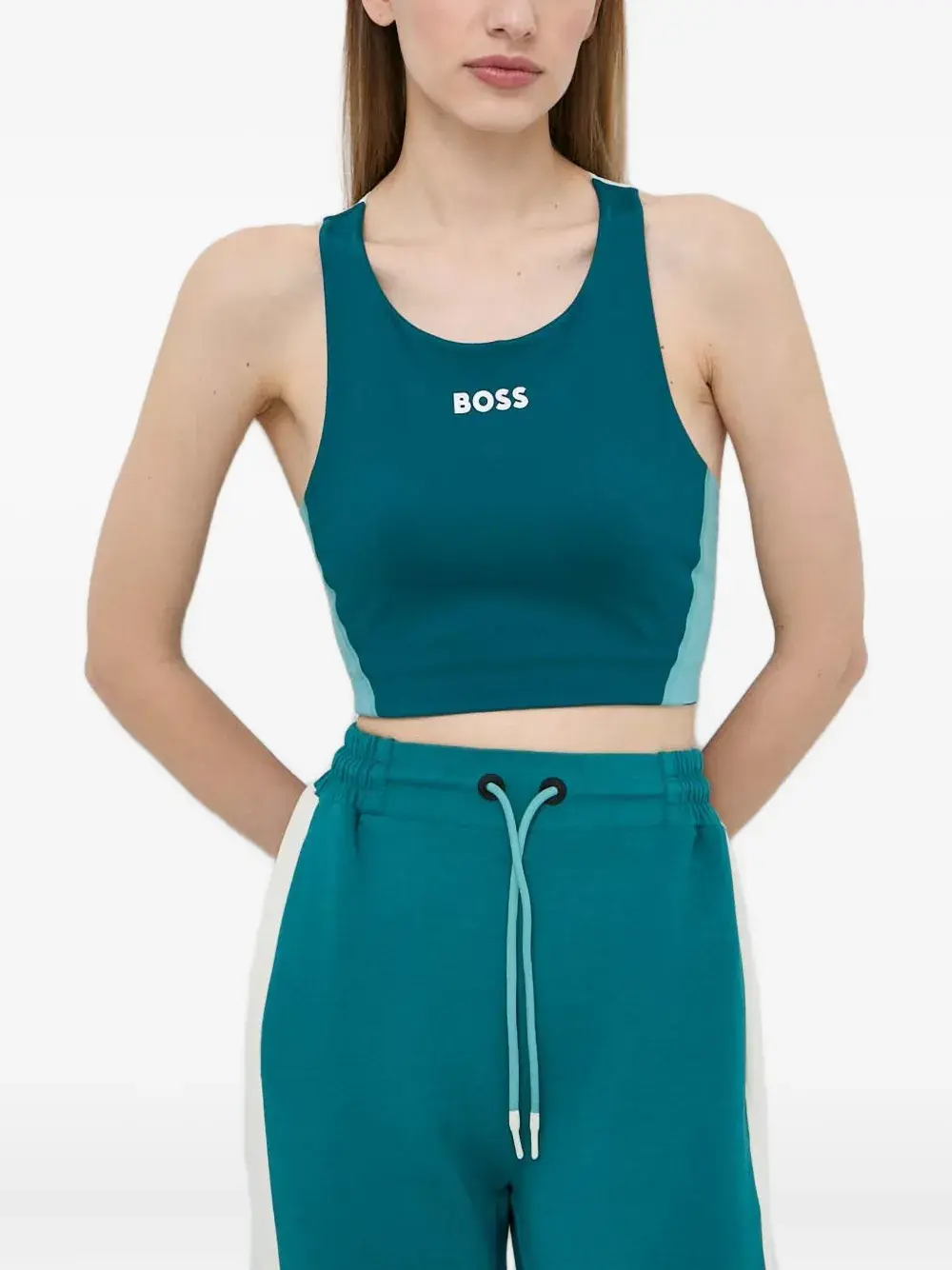 

Топ с разноцветными вставками и спортивной спинкой (борцовкой) Boss, синий