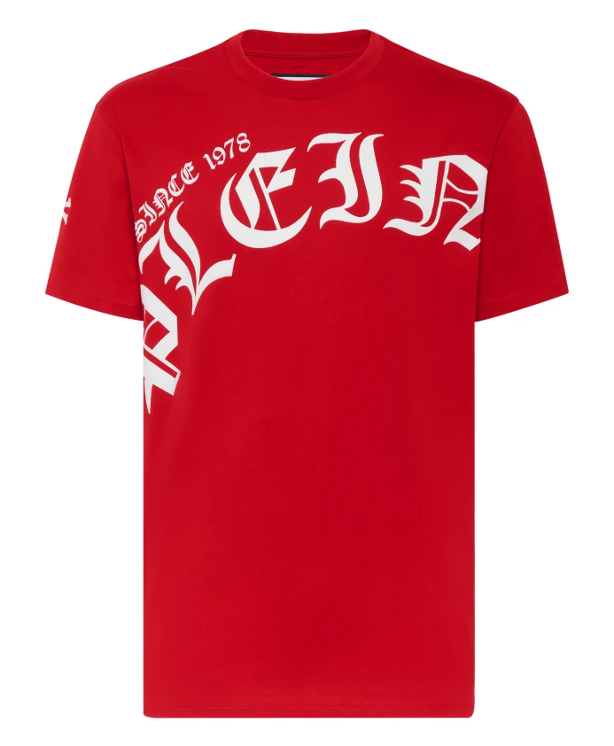 

Футболка с круглым вырезом, готический стиль, плен Philipp Plein, красный