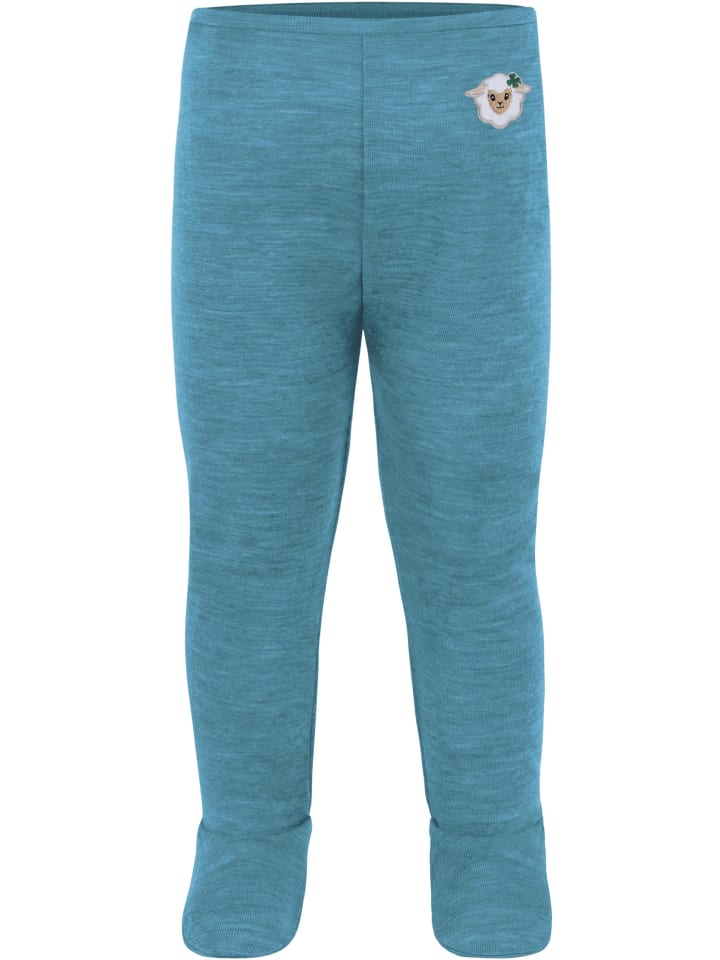 Normani Outdoor Sports Детский боди с длинными рукавами из мериносовой шерсти и штанишки из мериносовой шерсти синего цвета — фото 4