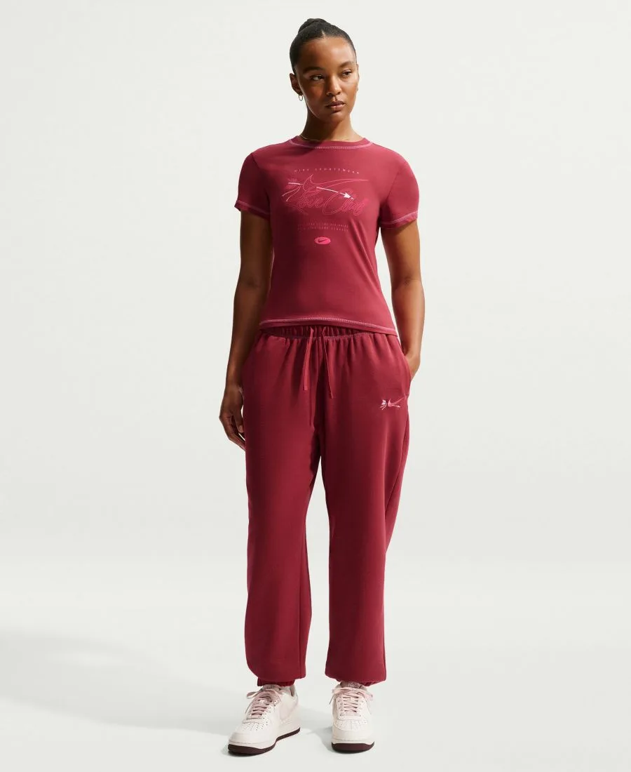 Женская укороченная трикотажная футболка Sportswear Chill Knit Slim с коротким рукавом Nike, Team Crimson/Peony