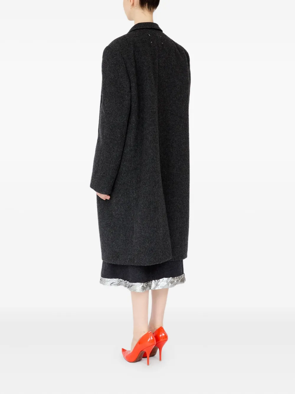 Однобортное пальто с четырьмя стежками Maison Margiela, черный — фото 4