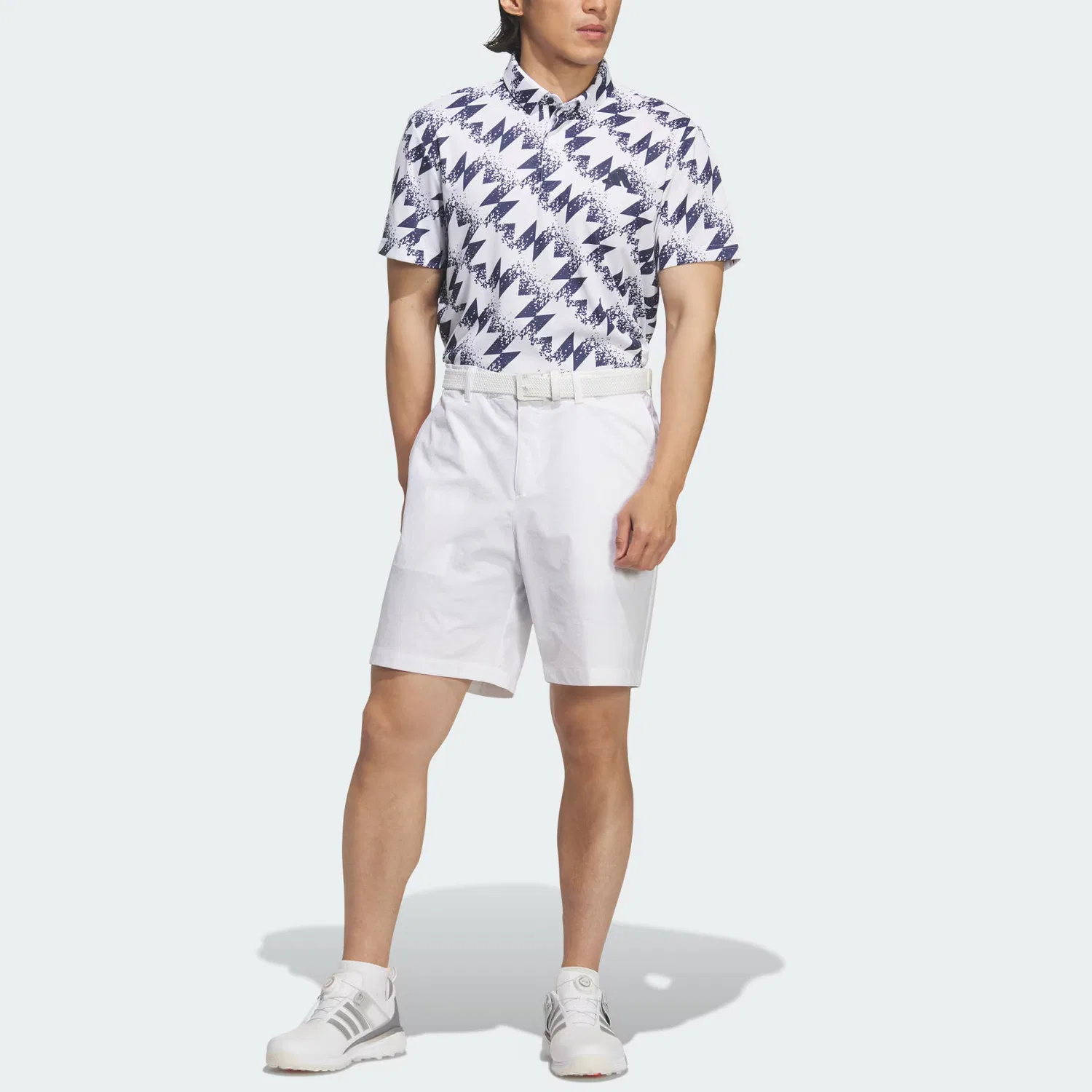 Поло для гольфа мужское White/College Navy с воротником Adidas — фото 3