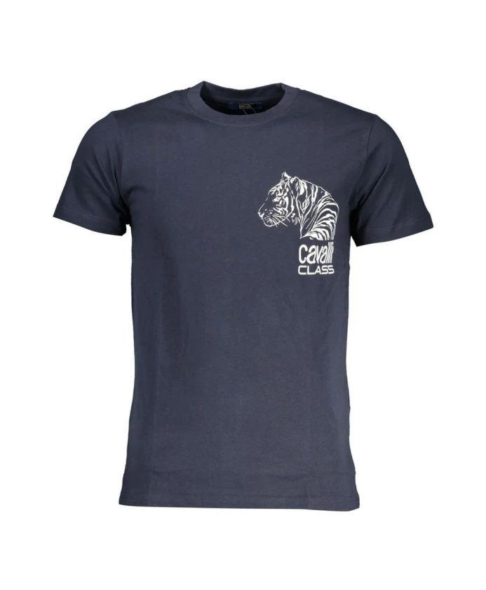 

Футболка с круглым вырезом и логотипом синего тигра Cavalli Class, синий