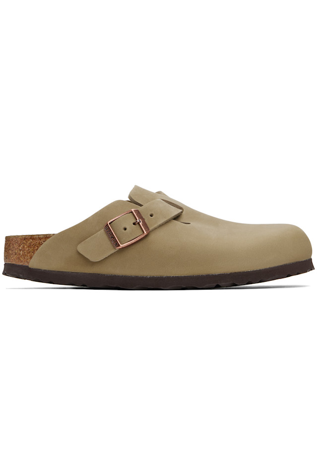 Узкие бостонские лоферы-слипоны из промасленной кожи Birkenstock, коричневый