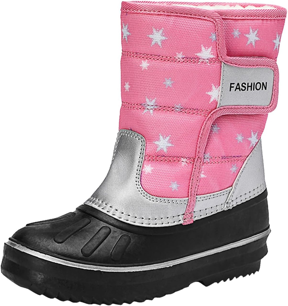 

Сапоги для мальчиков и девочек утепленные с меховой подкладкой, теплые, противоскользящие, водонепроницаемые зимние ботинки для детей Generic, розовый