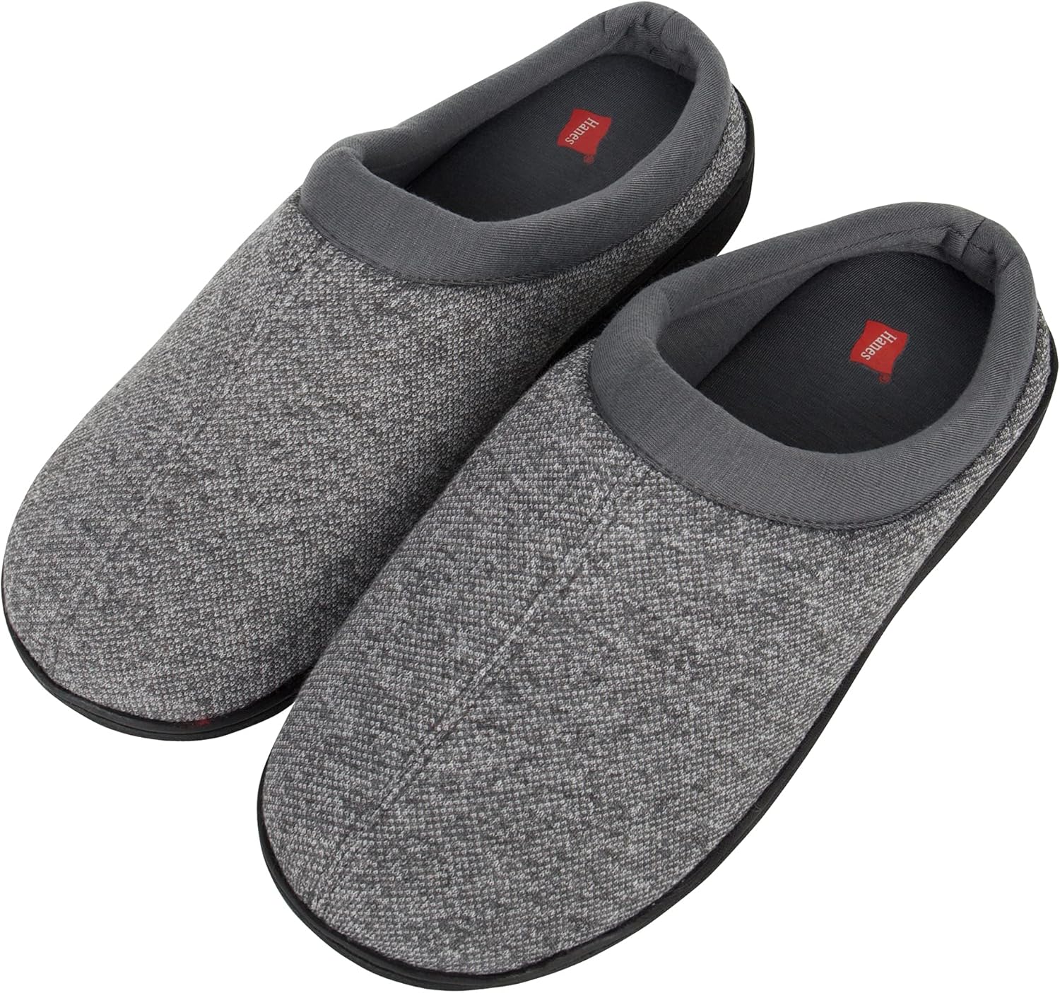 Мужские войлочные тапочки Hanes с подошвой из пены с эффектом памяти для дома и улицы, серый — фото 4