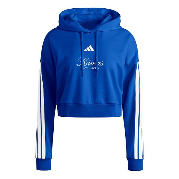 Женская укороченная толстовка с капюшоном Royal Kansas Jayhawks Campus Queen Adidas — фото 3