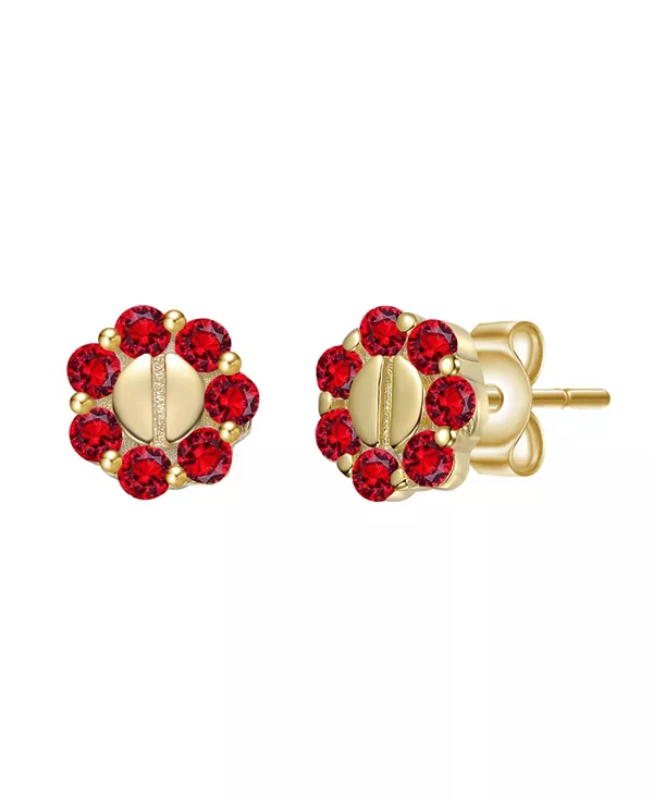 

Детские серьги-гвоздики с покрытием из 14-каратного золота и бусинами из цветного кубического циркония Gigigirl, red