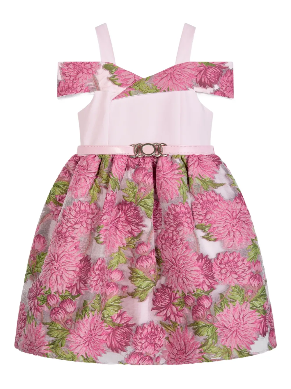 Платье с открытыми плечами и цветочным принтом Dress & Fleur, розовый — фото 2