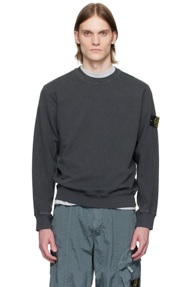 

Толстовка из серого флиса Malfilé с эффектом старины Stone Island