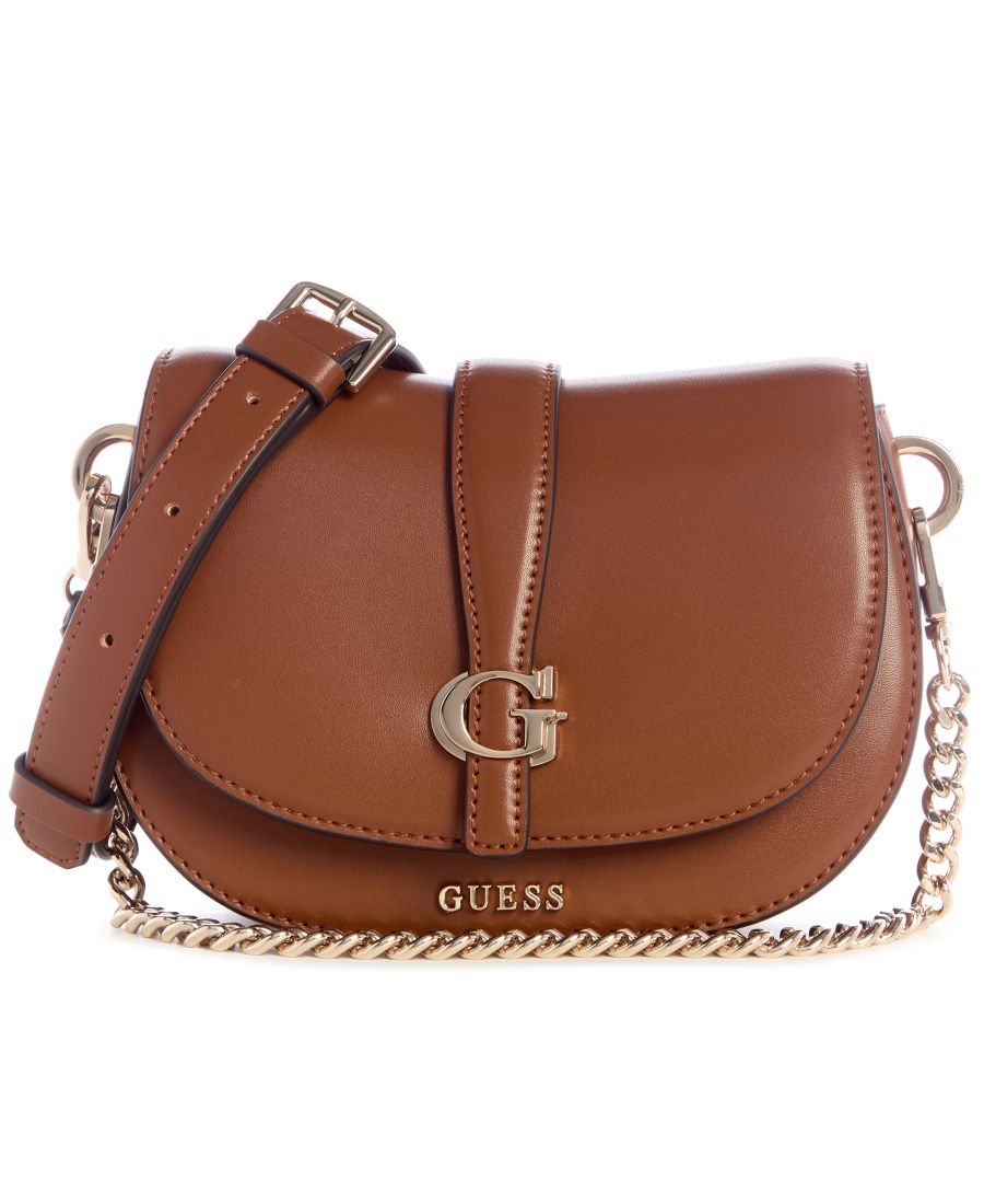 

Мини-сумка через плечо Carrie с клапаном и магнитной застежкой GUESS, Cognac