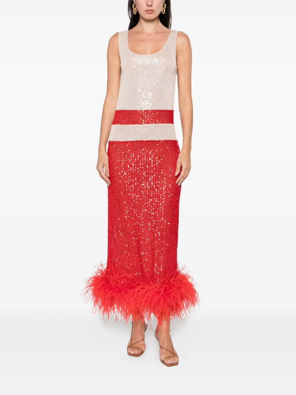 

Платье миди с украшением из пайеток Atu Body Couture, красный