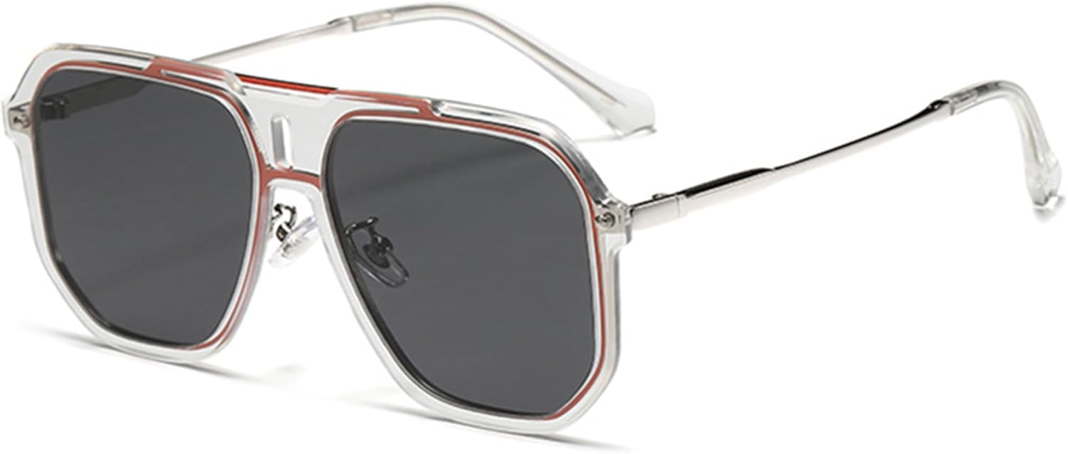 

bullabulling Большие солнцезащитные очки с двойной перемычкой, пилотные, винтажные, в полуободковой оправе, панк, женские и мужские, для активного отдыха, солнцезащитные очки UV400, C4