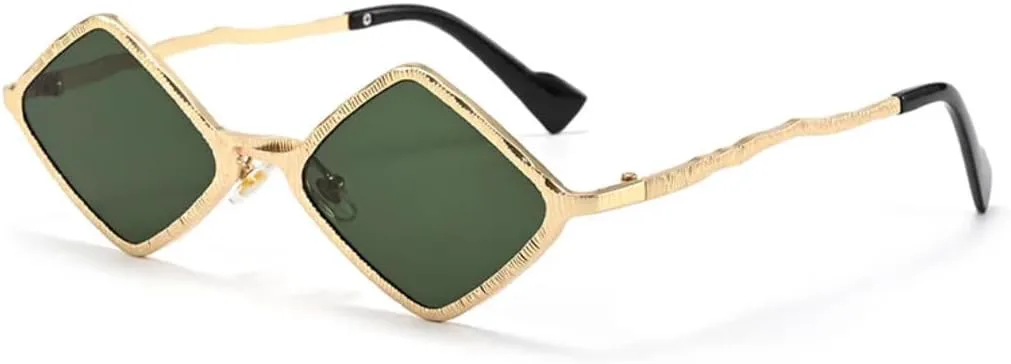 

Женские солнцезащитные очки в маленькой металлической оправе в стиле панк, модные солнцезащитные очки с защитой от УФ-излучения UV400 TKKTLLT, Gold-green