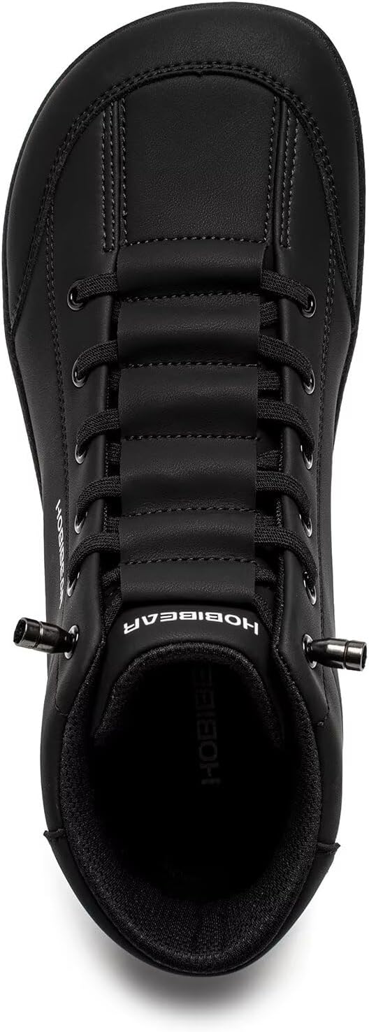 Кожаные Ботинки HOBIBEAR Barefoot, Нулевая Пятка, Широкая Подошва, Минималистичные, Унисекс, Средние Ботинки для Ходьбы, черный — фото 4