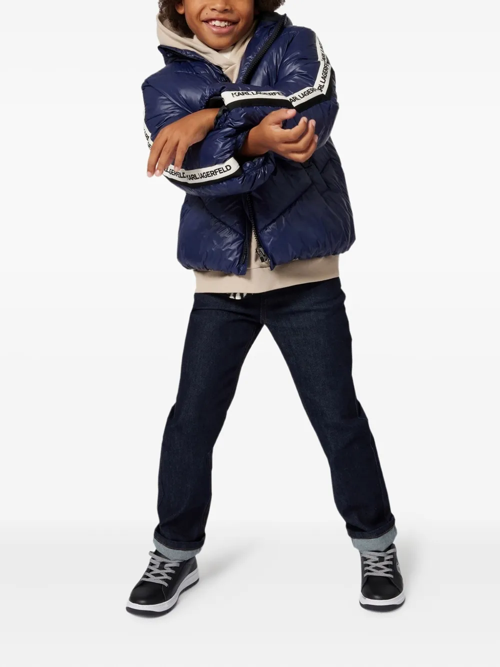 Кроссовки на шнуровке KARL LAGERFELD KIDS, черный — фото 2