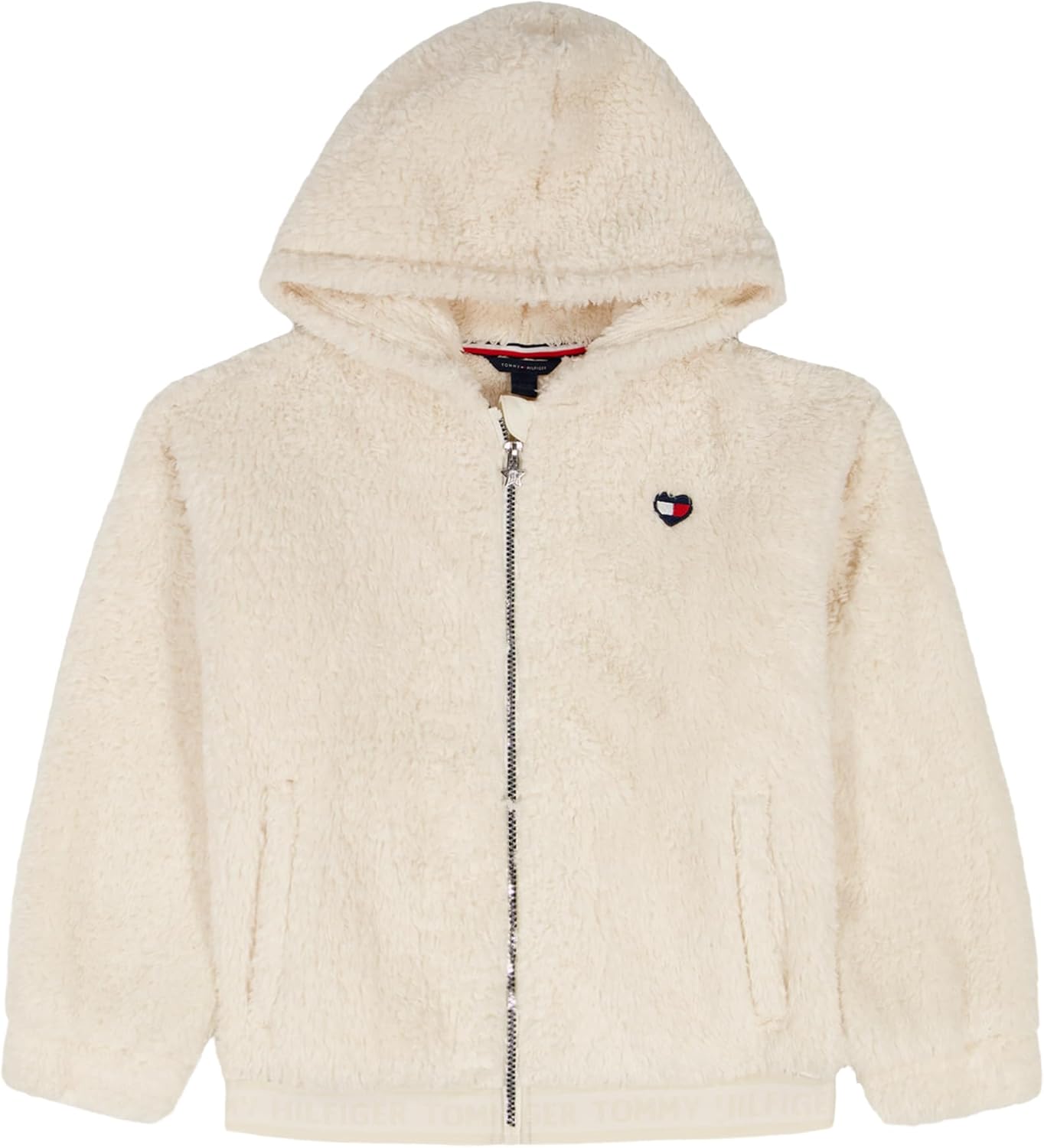 

Толстовка Tommy Hilfiger с длинными рукавами из искусственной шерсти Minky Sherpa на молнии с капюшоном и передними карманами для девочек, White Swan