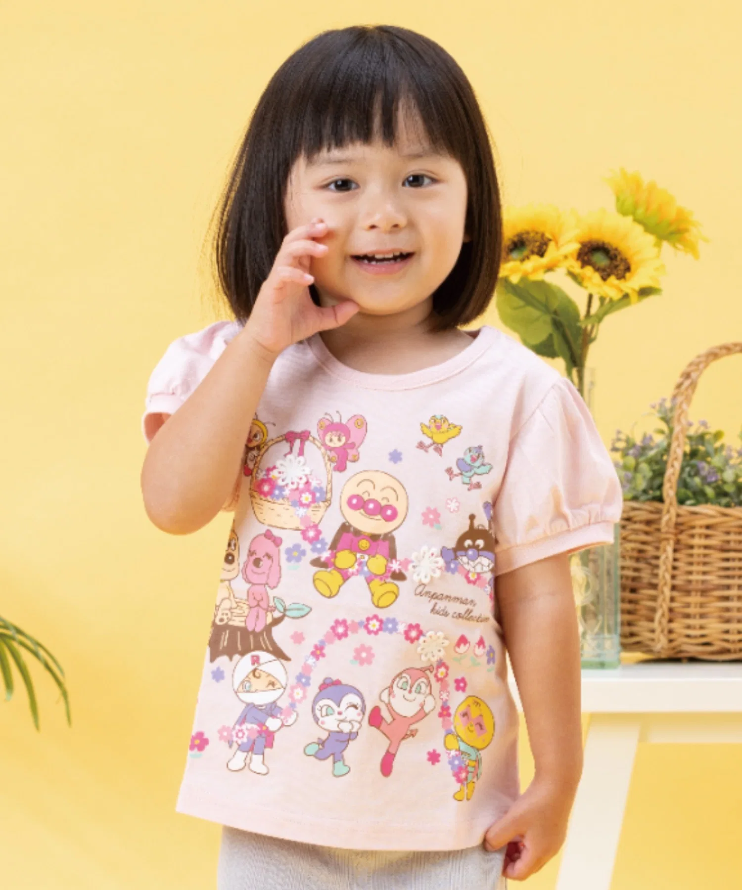 Детская футболка ANPANMAN KIDS COLLECTION с цветочным принтом розовая
