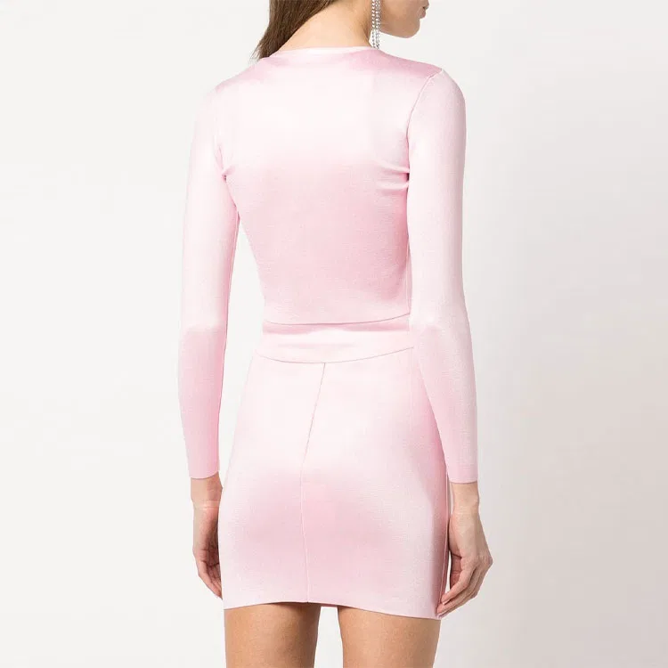 Кардиган укороченный с круглым вырезом Alexander Wang розовый — фото 4