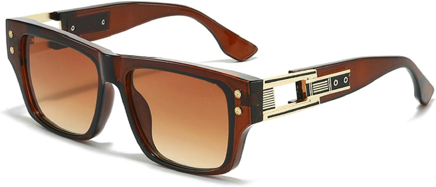 

Мужские солнцезащитные очки большого размера, классические квадратные, 2025 год, роскошные винтажные, модные, ретро, ​​для вождения, защита от ультрафиолета UV400 mincl, Brown