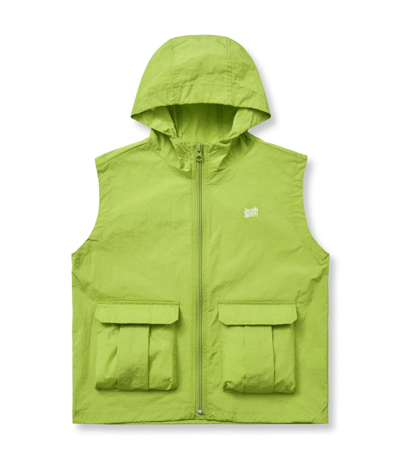 Детский лёгкий жилет с капюшоном цвета лайм от Brownbreath Kids — фото 2