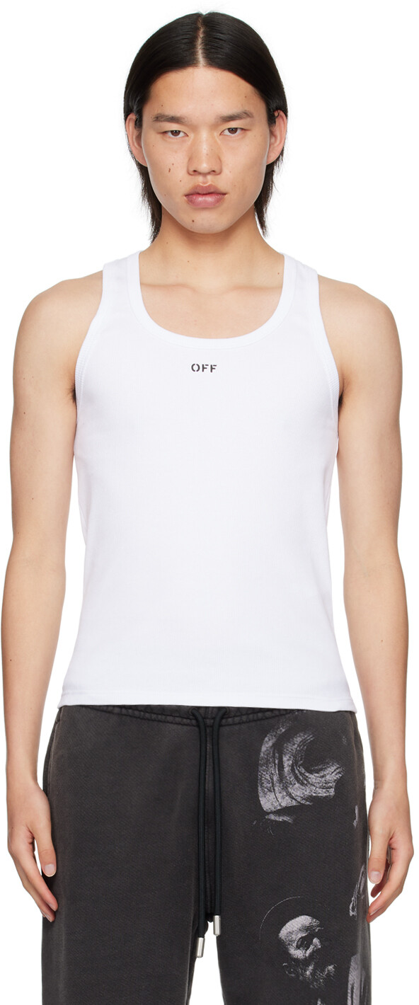 

Белая майка Off Stamp Rib Off-White, белый/черный