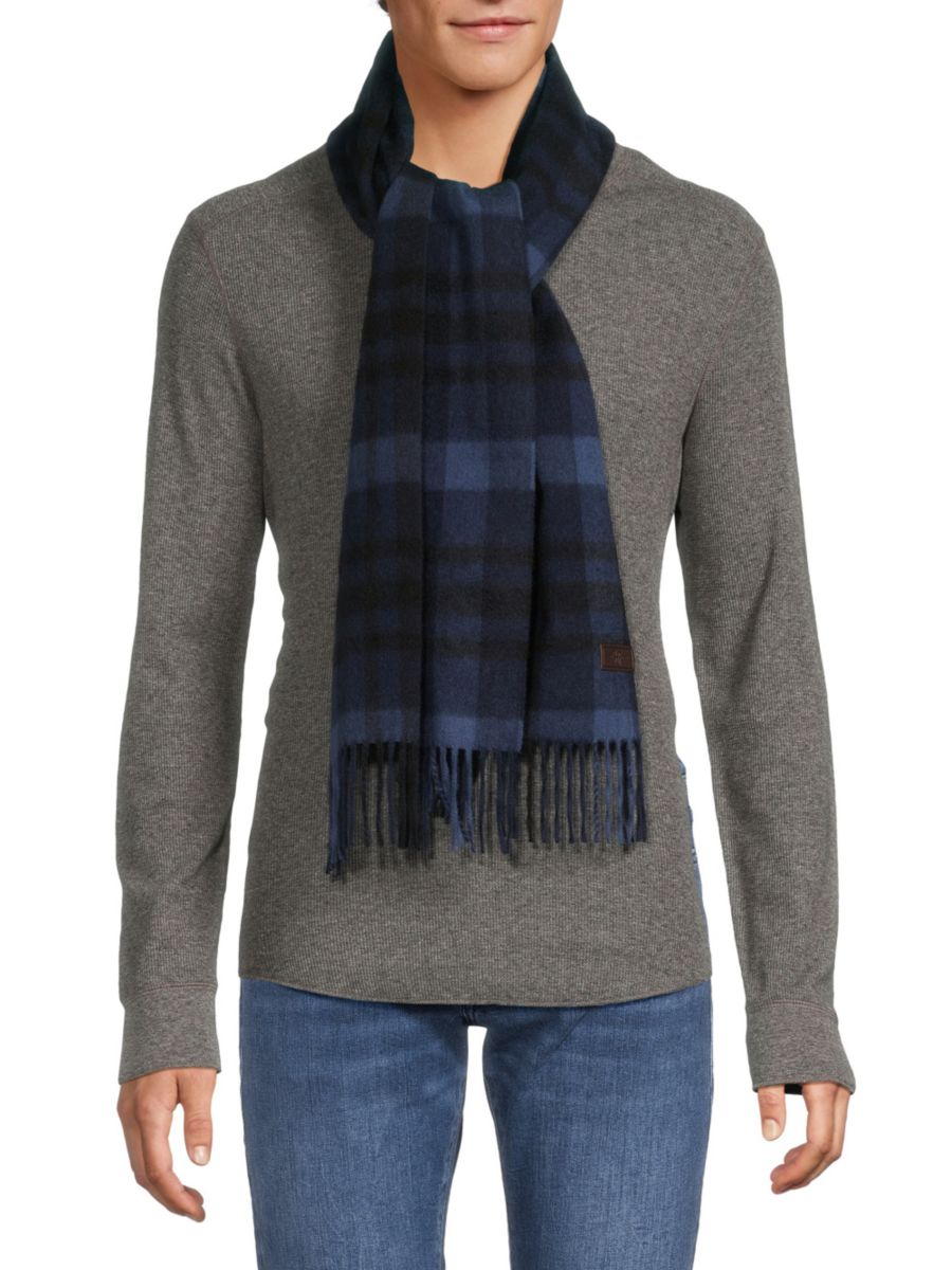 

Клетчатый кашемировый шарф Hickey Freeman, цвет Navy Plaid
