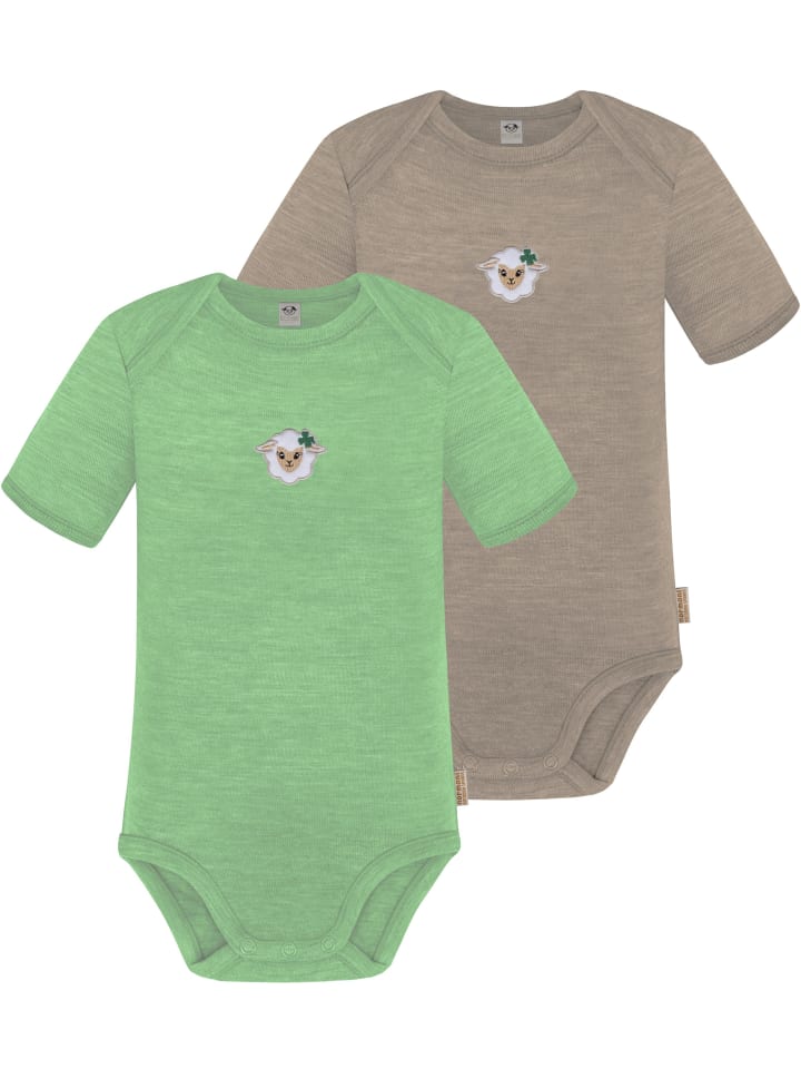 

Normani Outdoor Sports Комплект из 2 детских боди с коротким рукавом из мериносовой шерсти, цвет Тауранга, зелено-бежевый