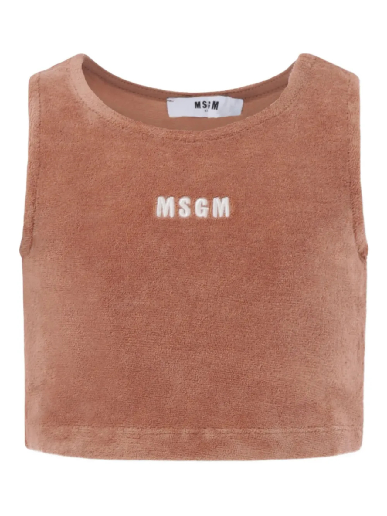 

Укороченный топ без рукавов из махровой ткани MSGM Kids, коричневый